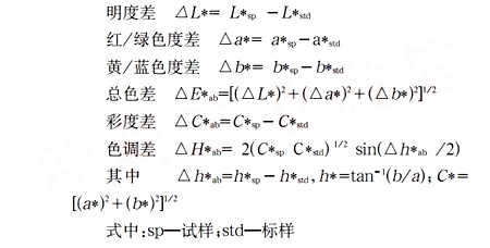 涂料常用的CIELAB色差公式